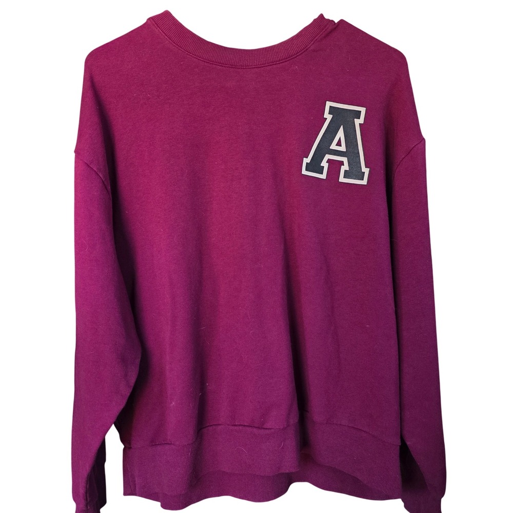 Flirtitude Active Burgundy Sweatshirt Letter A Pullover Casual Comfy Top
